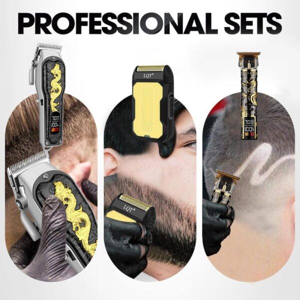 Hair Clippers 3-Piece Men's Professional Cordless Haircutting Set with LED Display, Trimmer, Shaver, Beard Clipper - Gift for Man - Image 4